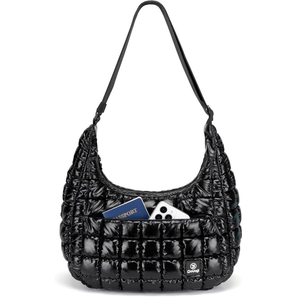 Women's Dazzling Black Small Shoulder Purse Soft Fluffy Crossbody Hand Bags